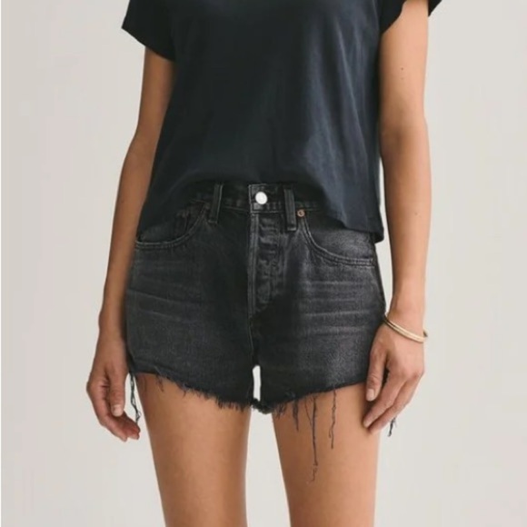 Agolde Parker Shorts Vintage Black Crash Jean Denim - Picture 4 of 16